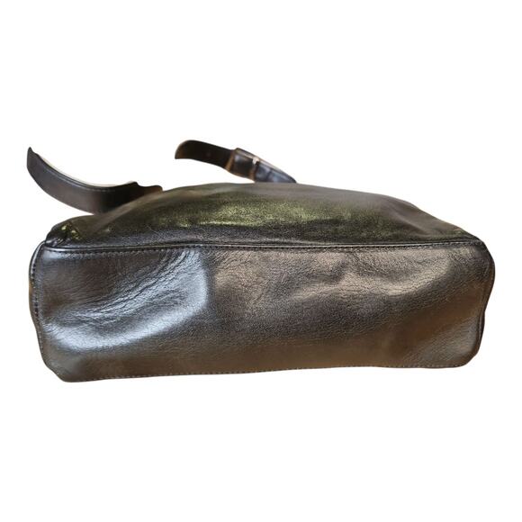 Vintage Perlina Black Leather Shoulder Crossbody Bag Purse - Picture 5 of 8